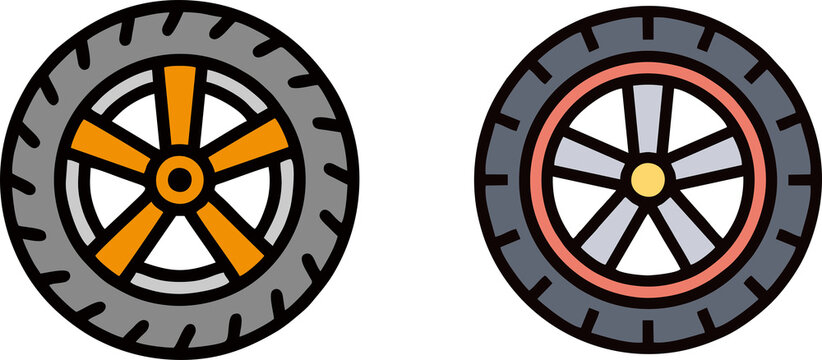Car Tire Wheel Icon Collection