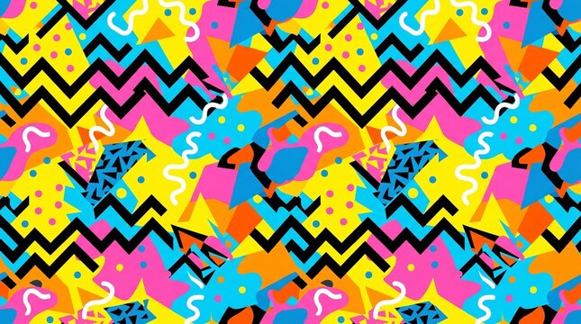 Colorful Abstract Geometric Pattern with Vibrant Zigzag Design.