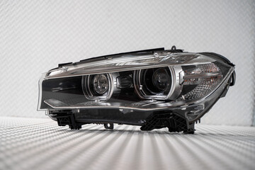 Modern LED car headlight isolated on white background © nayefhammouri