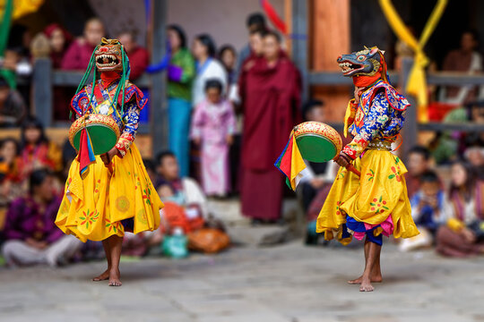Bhoutan, the vibrant colors, music, dancing, and spiritual significance of the annual Jakar Festival..	