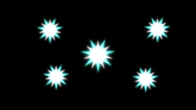 Glowing shinning stars, sparkle star glitter, retro doodle cartoon vector style, Twinkle Sparkling stars Shine animation on black background. shine twinkle magic, glowing sparkle effect 4k.