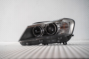 Modern LED car headlight isolated on white background © nayefhammouri