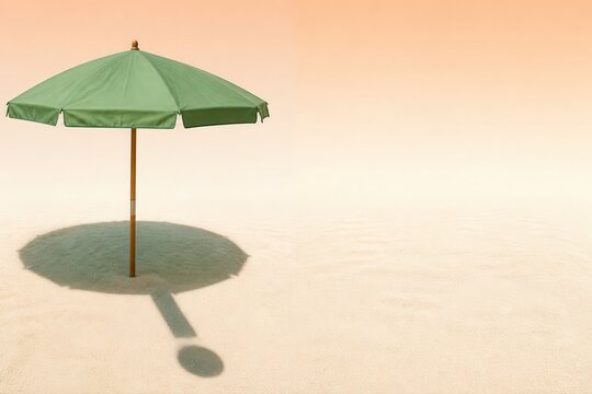 Parasol on beach sand for minimal summer branding
