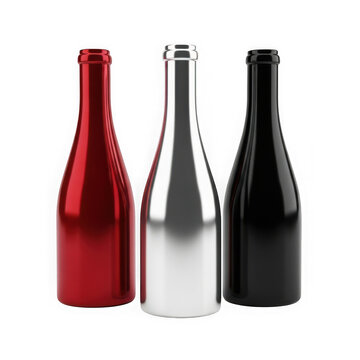 Wine bottles set isolated on white background