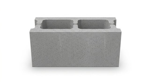 Gray concrete cinder block isolated on a clean white background for construction