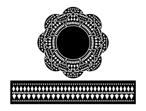 Geometric Mandala Flower Frame and Border Pattern PNG Clip Art Set for Laser Cut and Crafts