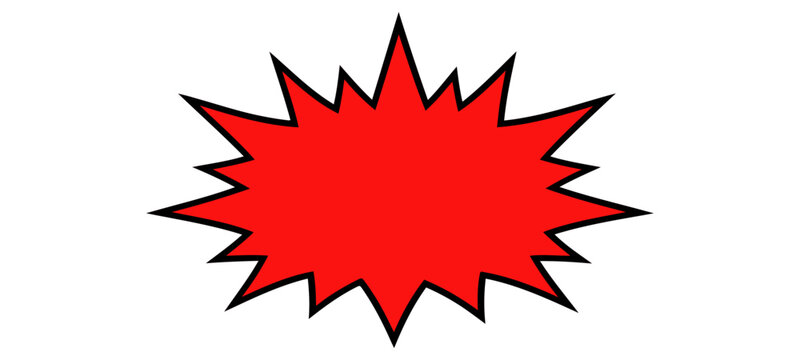 Comic Starburst Vector Red comic starburst explosion badge shape vector design for sale discount promotion marketing and advertising banner element