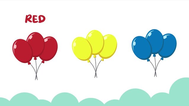 Educational cartoon for children to learn basic colors, primary colors