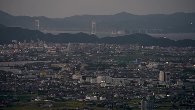 the view of Tokushima City from the summit of Mt. Bizan at dusk recognized as one of the top 100 night views in Japan