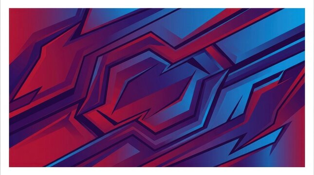 Red and blue hexagonal racing livery design.