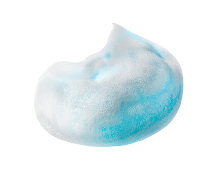 Shiny blue white gel shaving foam isolated on transparent