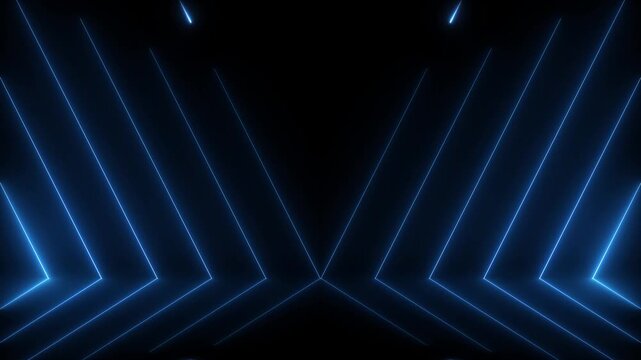 Bright neon blue stripes abstract 2d motion background. Seamless looping animation. 4K footage lazer light animation. .