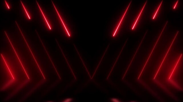 Bright neon red stripes abstract 2d motion background. Seamless looping animation. 4K footage lazer light animation. .