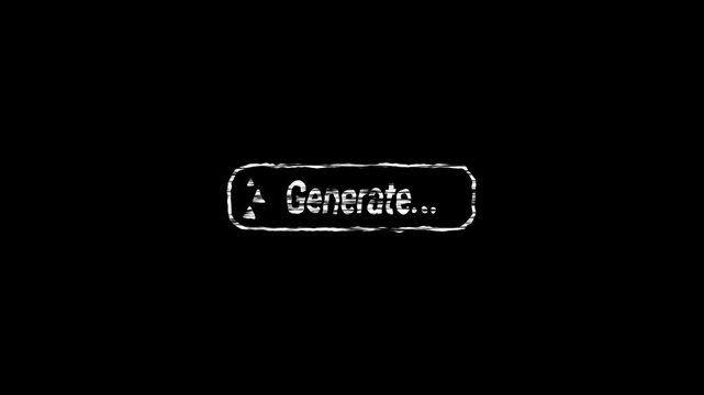 White scribble generate button on black background. 4K Video
