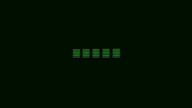 Digital Data Flow: Green Minimalist Equalizer Bars on Black Screen Interface