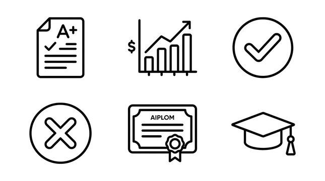 Minimalist Education and Business Success Icon Set