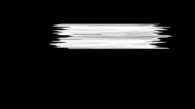 White paint brush stroke reveal animation visual, abstract artistic double line texture matte transition overlay, video editing lower third banner backdrop element on black background. 4k video