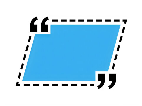Blue speech bubble icon with quotation marks for testimonial or feedback design element