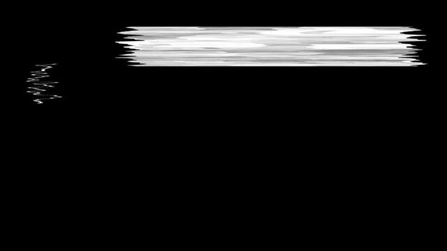 Minimal hand drawn chalk line text box transition overlay, abstract dual white ink swipe reveal graphic, artistic lower third frame for video production on solid black background. 4k video