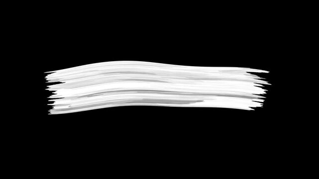 Minimalist white acrylic ink stroke reveal animation, rustic marker line lower third text box transition element, creative artistic video editing mask template on black background. 4k video