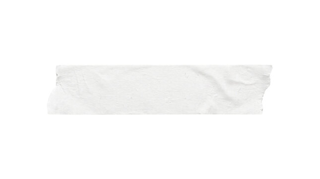 A single piece of white textured masking tape isolated on transparent background