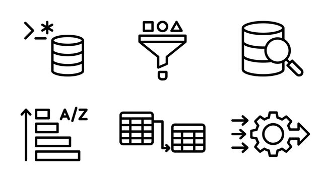 Data Science and Database Management Icon Set