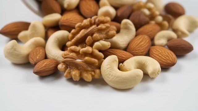 close up time lapse of roasted nuts in bowl