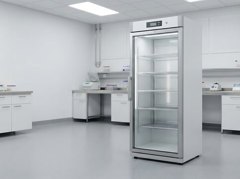 Modern Medical Laboratory Refrigerator with Glass Door in Research Lab