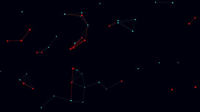 Dynamic Network Visualization: Interconnected Data Points on Dark Background