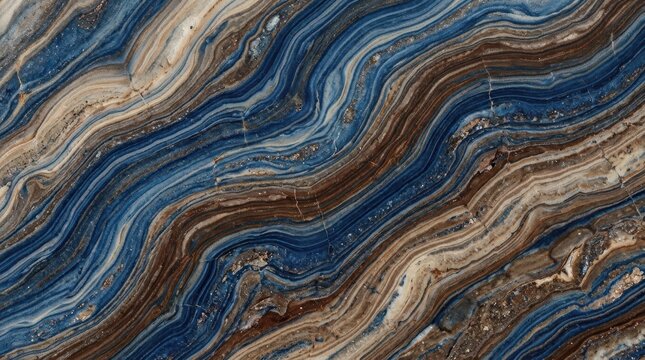 Abstract blue and brown swirling mineral texture with natural wavy patterns