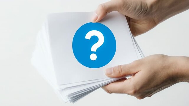 hand placing question mark on paper with pen