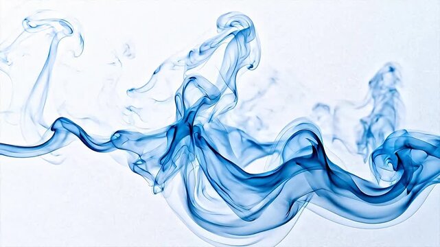 Blue smoke patterns on white background