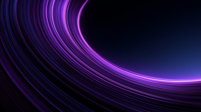 Abstract Glowing Purple Light Trails and Tech Data Flow