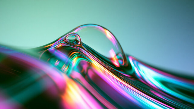 Abstract Iridescent Liquid Gel Wave Background