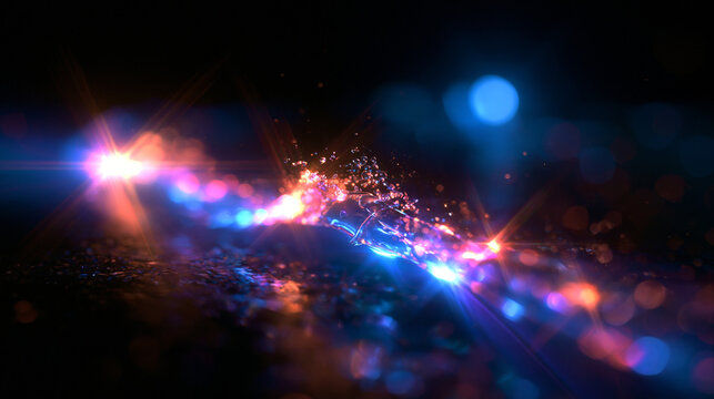 Futuristic Fiber Optic Light Stream with Digital Particles