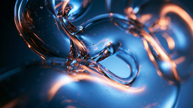 Abstract Transparent Gel Fluid Macro Texture with Blue Light