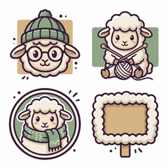 Fototapeta premium Cartoon Sheep Characters in Various Outfits.