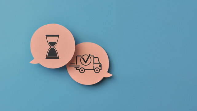 Time Management and Delivery Service Concept with Speech Bubbles