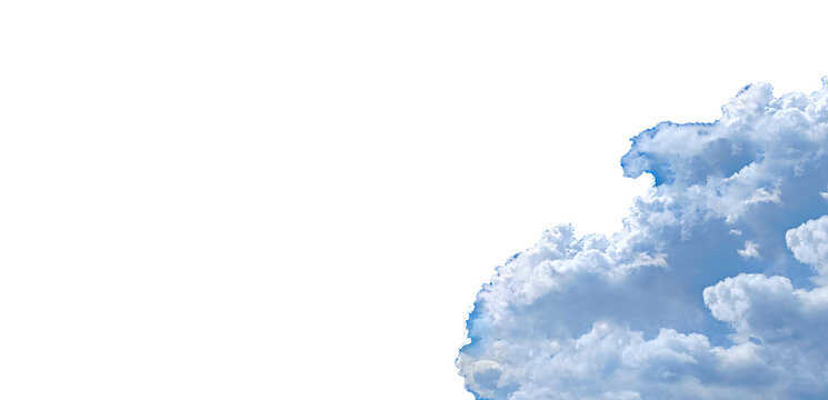 Fluffy white cumulus cloud isolated on white background. Perfect for compositing into sky scenes, weather concepts, and design projects.