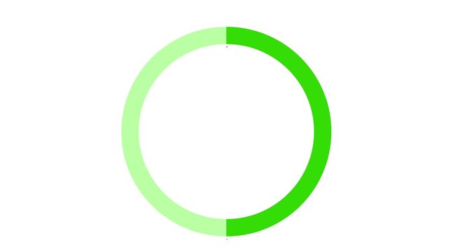 Graphic animation of a thick green circle with two red map location pin icons moving along its path.