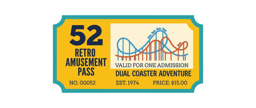 Retro Amusement Pass Ticket - Roller Coaster Admission
