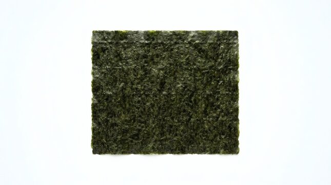 Fresh nori seaweed texture close-up isolated on bright white background