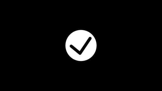 green check mark icon animation, alpha channel video animation 4 k...