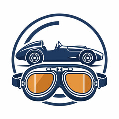 Fototapeta premium Vintage Race Car and Goggles Emblem.