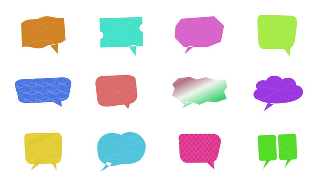 Set of colorful hand drawn speech bubbles and talk balloons for message communication and chat design elements