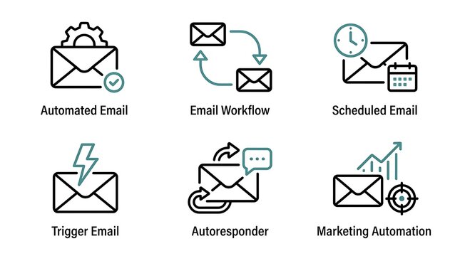Email Marketing Automation Icon Set for Business Workflow