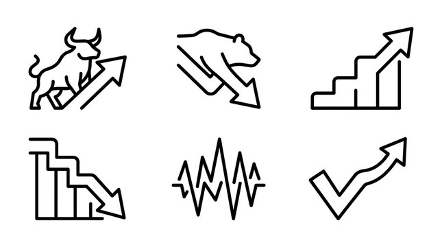 Business Finance and Stock Market Line Icon Set