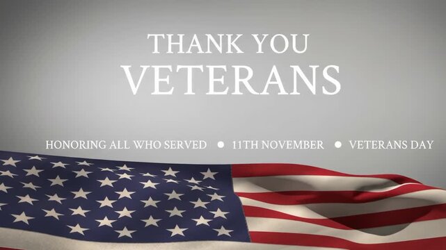 Veterans day tribute with american flag and thank you message