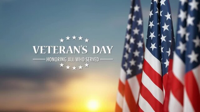 Veterans day honoring all who served with american flags