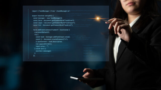 JavaScript programming for task manager user interface, handling form submission, input validation, task list rendering, and exception alerts with dynamic DOM interaction Latch